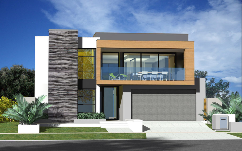 Reverse Living Two Storey Home Design With Front Balcony